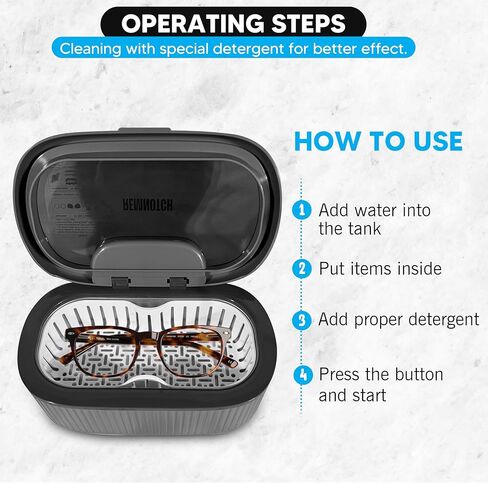 Ultrasonic Jewelry Cleaner, 19.6 oz Stainless Steel Tank Jewelry Cleaner Ultrasonic Machine with Washer Basket, Watch Band Holder, Cleaning Cloth, 3 Modes Ring Cleaner with Touch Button. in Saudi Arabia