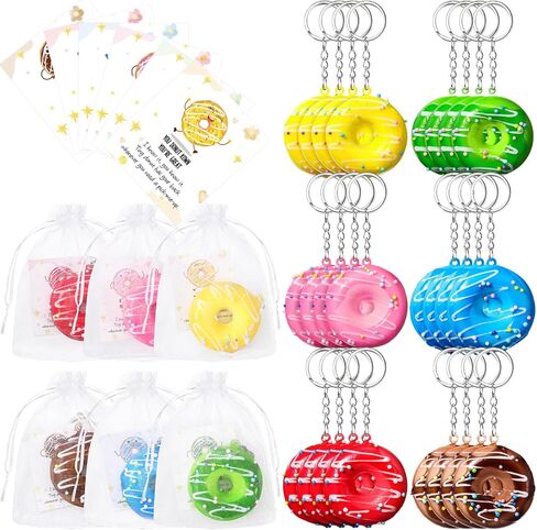 Cunno 24 Set Sweet Donut Party Favors, Cna Week Appreciation Gifts for Employee Coworker, Stress Ball Donut Keychain Bulk(Cute Style) in Saudi Arabia