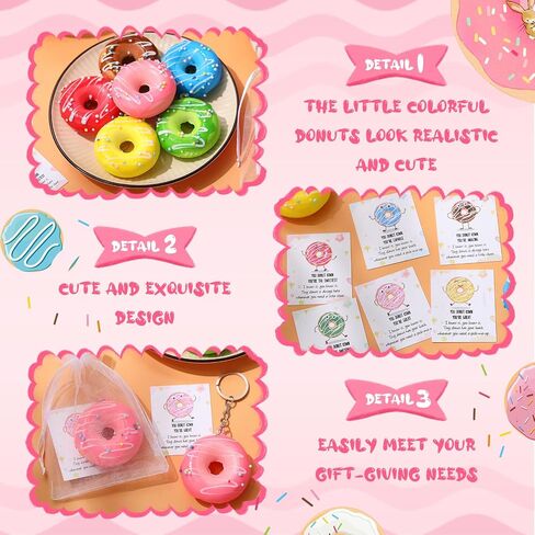 Cunno 24 Set Sweet Donut Party Favors, Cna Week Appreciation Gifts for Employee Coworker, Stress Ball Donut Keychain Bulk(Cute Style) in Saudi Arabia