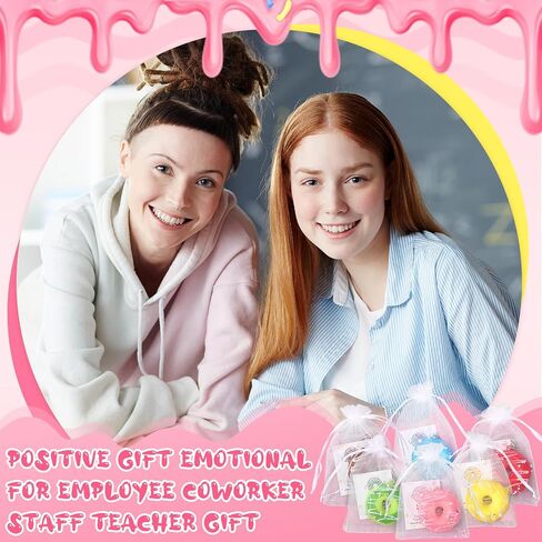 Cunno 24 Set Sweet Donut Party Favors, Cna Week Appreciation Gifts for Employee Coworker, Stress Ball Donut Keychain Bulk(Cute Style) in Saudi Arabia