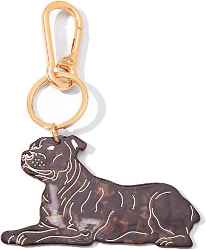 Dog-Shaped Bag Clasp & Keychain Charm- Acetate Animal Clip with Gold-Tone Metal, Decorative Purse/Backpack/Leash Hardwar Gift for Dog Lovers in Kuwait