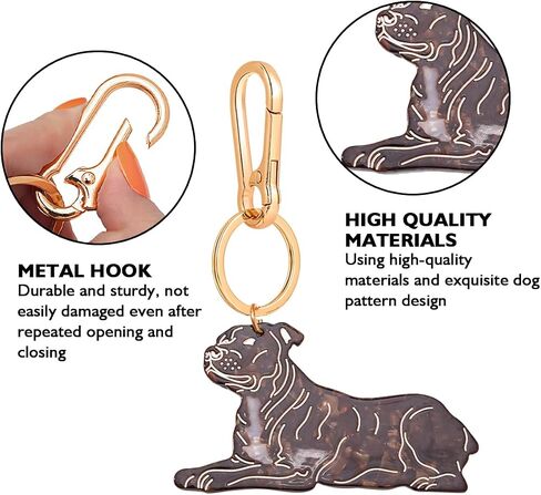 Dog-Shaped Bag Clasp & Keychain Charm- Acetate Animal Clip with Gold-Tone Metal, Decorative Purse/Backpack/Leash Hardwar Gift for Dog Lovers in Kuwait