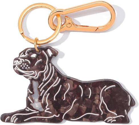 Dog-Shaped Bag Clasp & Keychain Charm- Acetate Animal Clip with Gold-Tone Metal, Decorative Purse/Backpack/Leash Hardwar Gift for Dog Lovers in Kuwait