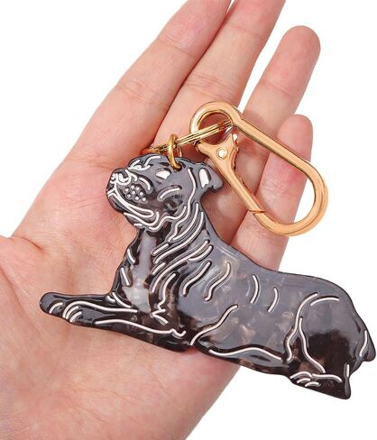 Dog-Shaped Bag Clasp & Keychain Charm- Acetate Animal Clip with Gold-Tone Metal, Decorative Purse/Backpack/Leash Hardwar Gift for Dog Lovers in Kuwait