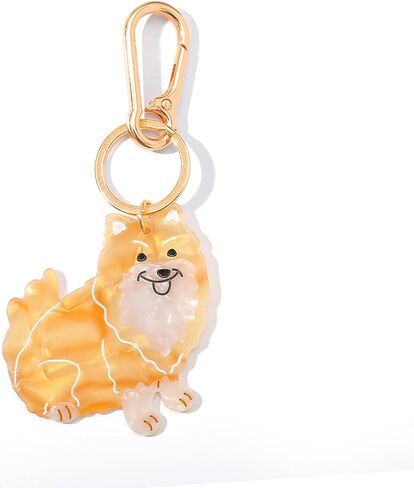 Dog-Shaped Bag Clasp & Keychain Charm- Acetate Animal Clip with Gold-Tone Metal, Decorative Purse/Backpack/Leash Hardwar Gift for Dog Lovers in Kuwait