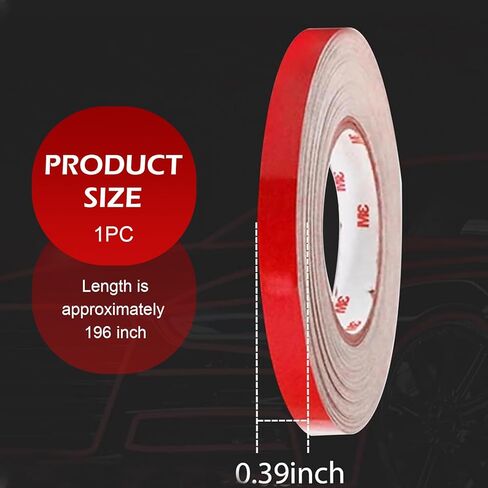 1 PC Car Strips Strips for Body Rim ، 0.39 "× 16.4" ملصقات تحذير عاكسة للسيارات ، الديكور الخارجي للسيارة ، لمعظم السيارات ، الدراجات النارية (RED) in Kuwait