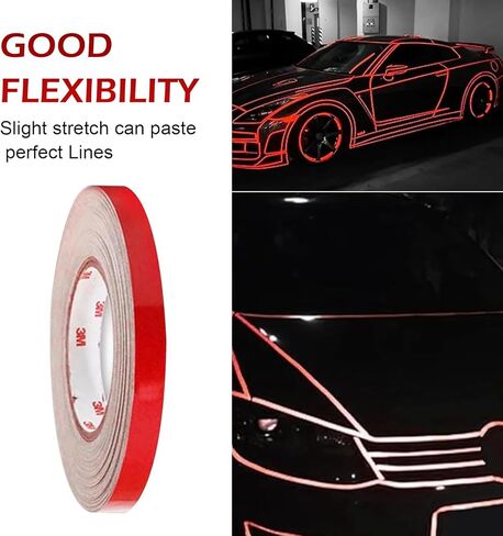 1 PC Car Strips Strips for Body Rim ، 0.39 "× 16.4" ملصقات تحذير عاكسة للسيارات ، الديكور الخارجي للسيارة ، لمعظم السيارات ، الدراجات النارية (RED) in Kuwait