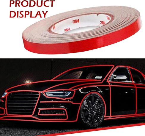 1 PC Car Strips Strips for Body Rim ، 0.39 "× 16.4" ملصقات تحذير عاكسة للسيارات ، الديكور الخارجي للسيارة ، لمعظم السيارات ، الدراجات النارية (RED) in Kuwait