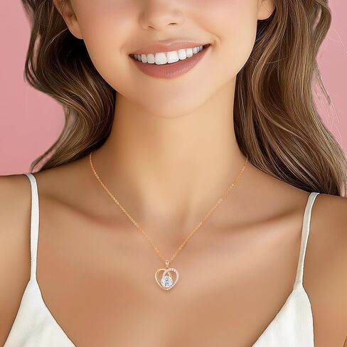 Moissanite Heart Pendant Necklaces for Women,D Color VVS1 Moissanite Lab-Created Gem,925 Sterling Silver Gold Plating,Wedding,Anniversary,Birthday Fine Jewelry Gifts for Wife Her Mom Girlfriend in Kuwait