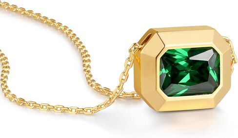 2 Carat Emerald Cut Moissanite Necklace for Women | D Color VVS1 Clarit 925 Sterling Silver 14K Gold Pendant Necklace | Birthday Jewelry Gifts for Her Mom Wife in Kuwait