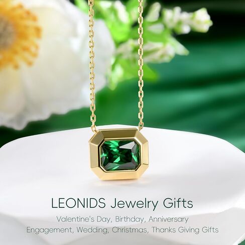 2 Carat Emerald Cut Moissanite Necklace for Women | D Color VVS1 Clarit 925 Sterling Silver 14K Gold Pendant Necklace | Birthday Jewelry Gifts for Her Mom Wife in Kuwait