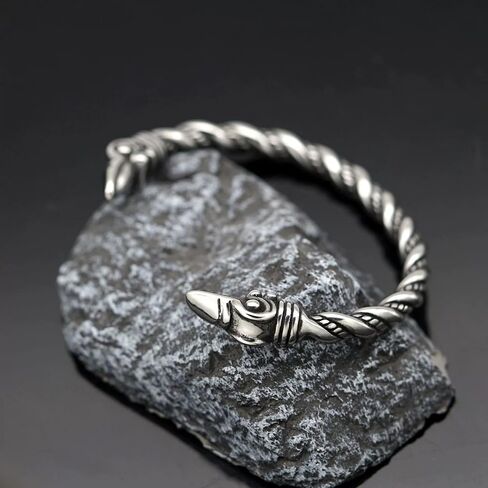 YWMAN 2Pcs Nordic Viking Raven Cuff Bracelet Necklace Set, Stainless Steel Viking Jewelry Amulet Protection Gifts for Men Women in Saudi Arabia