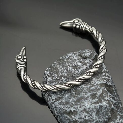 YWMAN 2Pcs Nordic Viking Raven Cuff Bracelet Necklace Set, Stainless Steel Viking Jewelry Amulet Protection Gifts for Men Women in Saudi Arabia