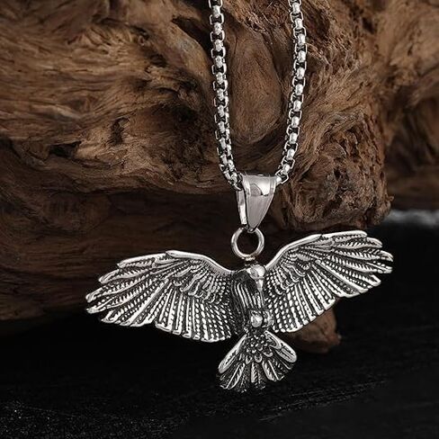 YWMAN 2Pcs Nordic Viking Raven Cuff Bracelet Necklace Set, Stainless Steel Viking Jewelry Amulet Protection Gifts for Men Women in Saudi Arabia