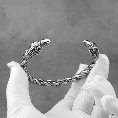 YWMAN 2Pcs Nordic Viking Raven Cuff Bracelet Necklace Set, Stainless Steel Viking Jewelry Amulet Protection Gifts for Men Women in Saudi Arabia