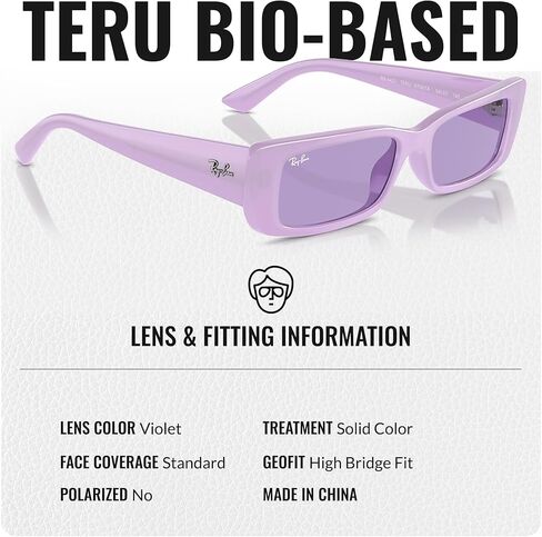 Ray-Ban RB4425 Teru Bio-Based Rectangle Shape Sunglasses for Men and Women- Timeless Classic Sun Glasses with Modern Elegance - Premium UV Protection & Classic Lenses - Designer Men & Women Sunglasses in Saudi Arabia
