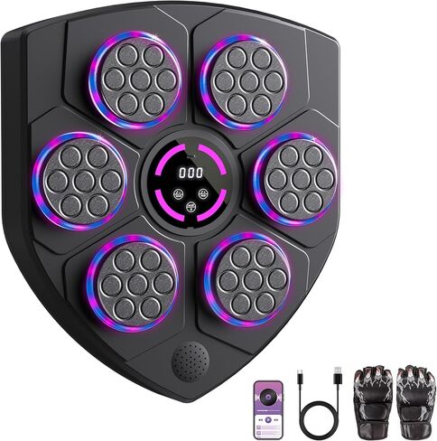 ترقية آلة الملاكمة الموسيقية الذكية للبالغين، آلة الملاكمة مع قفازات الملاكمة، مدرب الملاكمة المثبت على الحائط، معدات اللياقة البدنية المستهدفة للملاكمة الإلكترونية. in Kuwait