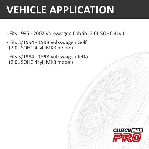مجموعة قابض Clutchmaxpro OEM Hight Duty متوافقة مع 3/1994-1998 VW Volkswagen Jetta Golf 1995-2002 Cabrio 2.0L MK3 (CP17038HD-CK) in Saudi Arabia