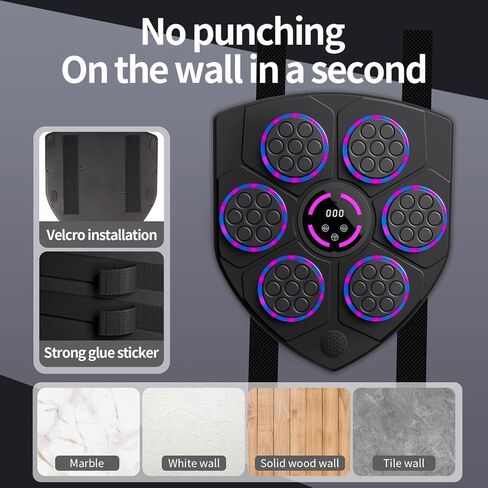 ترقية آلة الملاكمة الموسيقية الذكية للبالغين، آلة الملاكمة مع قفازات الملاكمة، مدرب الملاكمة المثبت على الحائط، معدات اللياقة البدنية المستهدفة للملاكمة الإلكترونية. in Kuwait