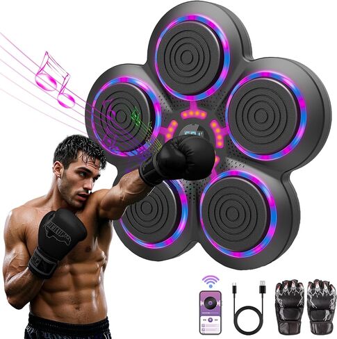 Upgrade Intelligent Music Boxing Machine for Adults, Boxing Machine with Boxing Gloves, Wall Mounted Boxing Trainer, Electronic Boxing Target Fitness Striking Equipment. in Kuwait