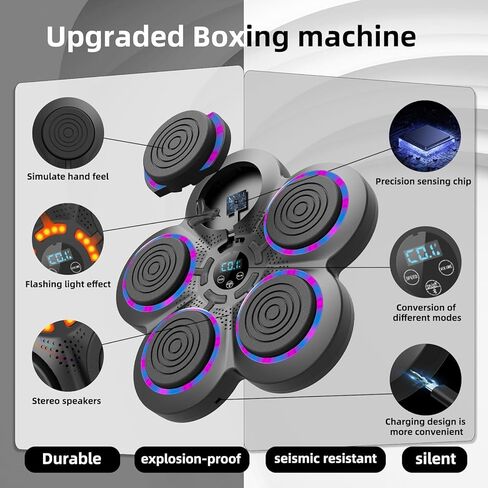 Upgrade Intelligent Music Boxing Machine for Adults, Boxing Machine with Boxing Gloves, Wall Mounted Boxing Trainer, Electronic Boxing Target Fitness Striking Equipment. in Kuwait
