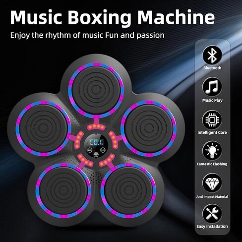 Upgrade Intelligent Music Boxing Machine for Adults, Boxing Machine with Boxing Gloves, Wall Mounted Boxing Trainer, Electronic Boxing Target Fitness Striking Equipment. in Kuwait
