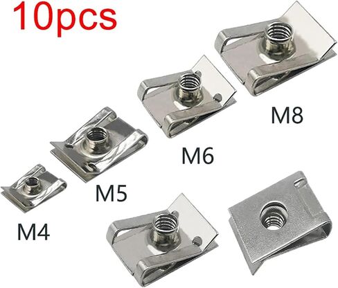 10pcs u ty> pe clips من الفولاذ المقاوم للصدأ مع m6 m5 m4 m8 8/6/5/4 مم من الصواميل القصب لدراجة الدراجات النارية للسيارة (M5) in Saudi Arabia