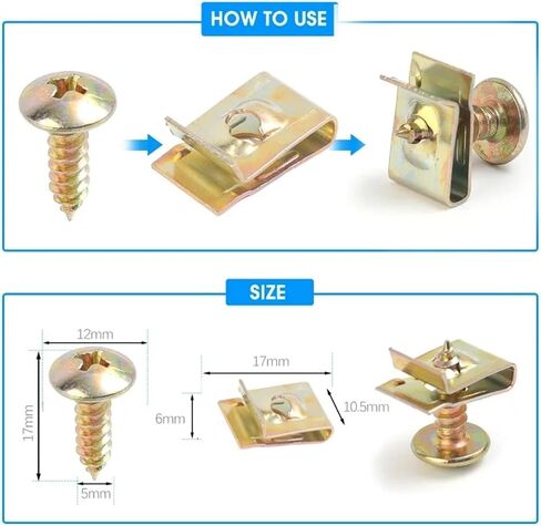 Car Self Tapping Screw Washer U-Shaped Nut Engine Cover Fasteners Auto Parts Suitable for M5(20PCS) in Saudi Arabia