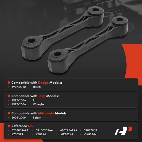 A-Premium 2 X REAL SWAY BAR LINKS BAR BAR ، متوافقة مع سلسلة JEEP TJ Wrangler 1997-2006 ، TJ 1997-2006 & Dodge Dakota 1997-2010 & Mitsubishi Raider 2006-2009 in Saudi Arabia