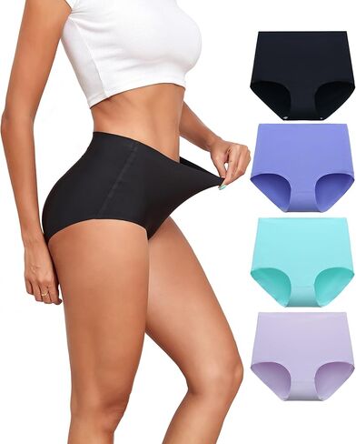 No Show High Waist Underwear for Women Seamless Panties Invisible Briefs Full Coverage Womens Underwear Pack in Kuwait