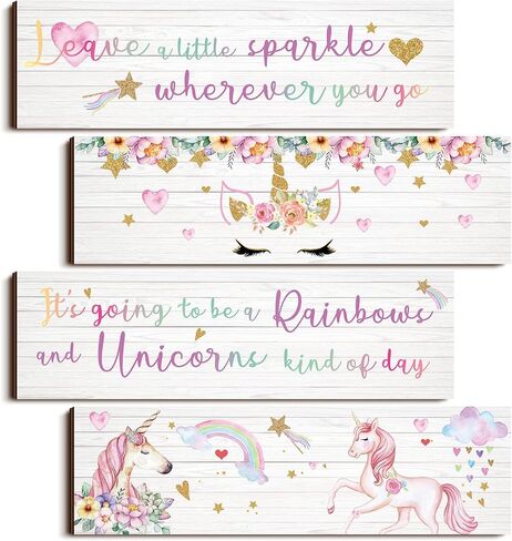 Unicorn Rainbow Girls Room Wall Decor Unicorn Rainbow Motivational Wall Art Inspirational Art Room Decor Bedroom Decor for Girls Kids Bedroom Nursery Decorations (Lovely Style) in Saudi Arabia
