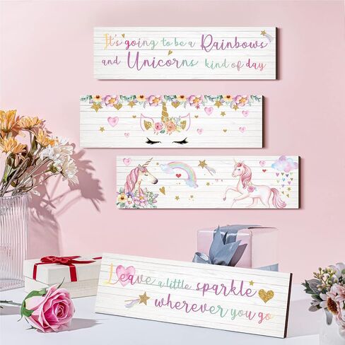 Unicorn Rainbow Girls Room Wall Decor Unicorn Rainbow Motivational Wall Art Inspirational Art Room Decor Bedroom Decor for Girls Kids Bedroom Nursery Decorations (Lovely Style) in Saudi Arabia