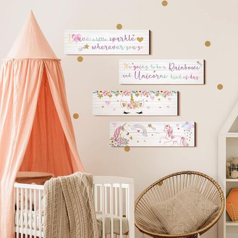 Unicorn Rainbow Girls Room Wall Decor Unicorn Rainbow Motivational Wall Art Inspirational Art Room Decor Bedroom Decor for Girls Kids Bedroom Nursery Decorations (Lovely Style) in Saudi Arabia