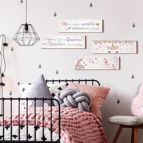 Unicorn Rainbow Girls Room Wall Decor Unicorn Rainbow Motivational Wall Art Inspirational Art Room Decor Bedroom Decor for Girls Kids Bedroom Nursery Decorations (Lovely Style) in Saudi Arabia