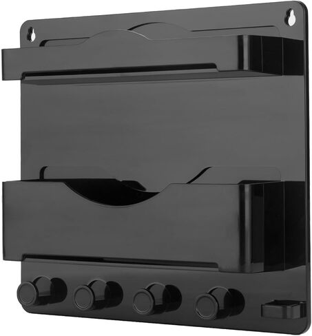 JUMEIHUI Bedside Wall Organizer with 4 Hooks,Adhesive Bedside Shelf Wall Mount,Plastic Phone Shelf,Dorm and Room Accessories,Wall Organizer for Phone,Glasses,Remote,Earphone,Kindle (White) in Kuwait