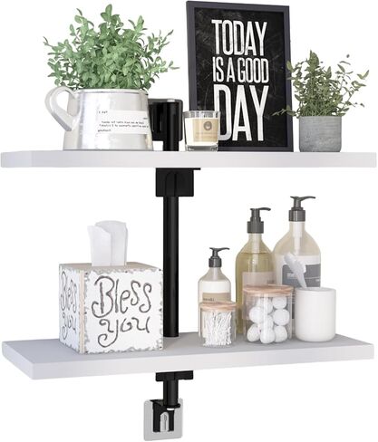 WXCGX العائم الحمام الحمام للجدار: ارتفاع قابل للتعديل الجدار الجرف فوق المرحاض - تخزين الحائط الخشبي رفوف جدار ريفي للحمام غرفة نوم غرفة المعيشة - 3 طبقات - بنية in Kuwait