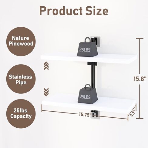 WXCGX العائم الحمام الحمام للجدار: ارتفاع قابل للتعديل الجدار الجرف فوق المرحاض - تخزين الحائط الخشبي رفوف جدار ريفي للحمام غرفة نوم غرفة المعيشة - 3 طبقات - بنية in Kuwait