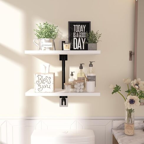 WXCGX العائم الحمام الحمام للجدار: ارتفاع قابل للتعديل الجدار الجرف فوق المرحاض - تخزين الحائط الخشبي رفوف جدار ريفي للحمام غرفة نوم غرفة المعيشة - 3 طبقات - بنية in Kuwait