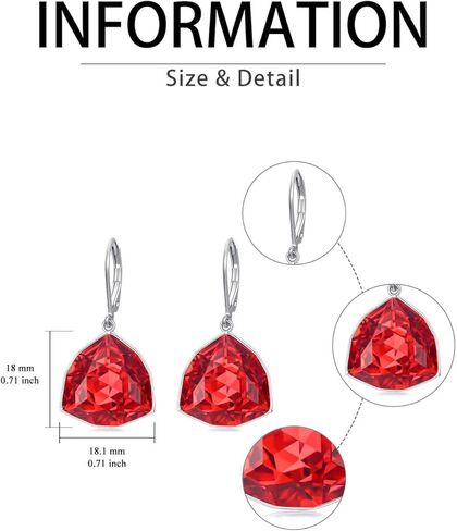 TOUPOP Leverback Earrings for Women Sterling Silver Simple Geometric Birthstone Dangle Drop Earrings Jewelry Christmas Valentine Mothers Day Birthday Gifts for Women Her Wife in Saudi Arabia