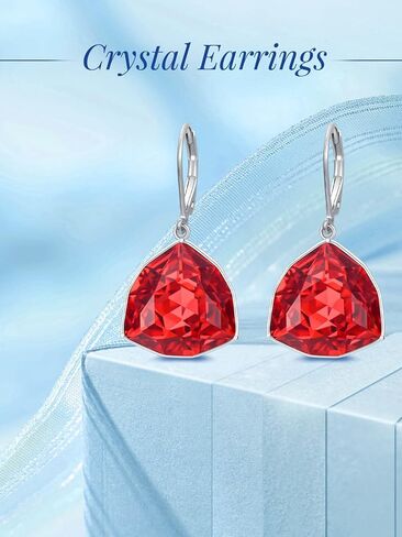 TOUPOP Leverback Earrings for Women Sterling Silver Simple Geometric Birthstone Dangle Drop Earrings Jewelry Christmas Valentine Mothers Day Birthday Gifts for Women Her Wife in Saudi Arabia