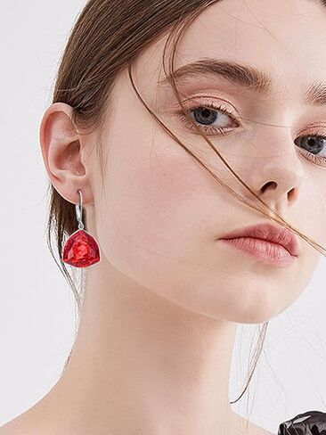 TOUPOP Leverback Earrings for Women Sterling Silver Simple Geometric Birthstone Dangle Drop Earrings Jewelry Christmas Valentine Mothers Day Birthday Gifts for Women Her Wife in Saudi Arabia