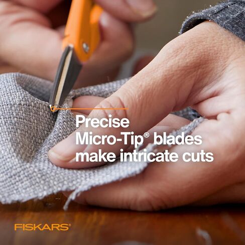 Fiskars مقص ذو تفاصيل مستقيمة بمقبض برتقالي، شفرات من الفولاذ المقاوم للصدأ، مقبض مزدوج الحلقة يمكن استخدامه بكلتا اليدين in Saudi Arabia