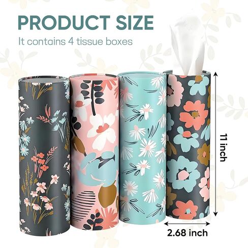 Wuyaoyao 4pcs حامل أنسجة السيارة ، حامل Kleenex Travel مع أنسجة الوجه ، وصناديق أنسجة الأسطوانة لحامل كأس السيارة ، وحاوية أنسجة مربع السيارة ، وملحقات السيارات العالمية in Kuwait