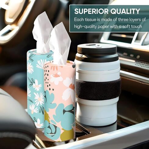 Wuyaoyao 4pcs حامل أنسجة السيارة ، حامل Kleenex Travel مع أنسجة الوجه ، وصناديق أنسجة الأسطوانة لحامل كأس السيارة ، وحاوية أنسجة مربع السيارة ، وملحقات السيارات العالمية in Kuwait