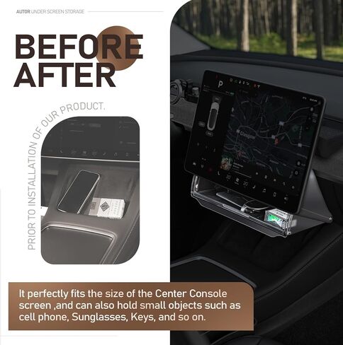 AUTOR Hideable Tesla Under Screen Storage for 2024-2025 Model 3 Highland and 2025 Model Y Juniper Center Console Organizer Tray Model Y /3 Accessories in Kuwait
