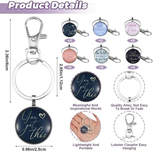 30 PCS Inspirational Keychain Bulk Key Ring for Women Men Teacher Employee Appreciation Positive Office Business Favors in Saudi Arabia