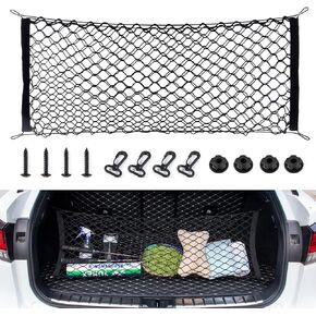 Stretchable Car Cargo Net Adjustable Elastic Storage Net Trunk Interior Accessories with Hook, Universal Fit for Car, Vehicle, SUV (35.4"x15.8")