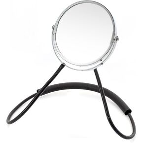Double Sided Mirror, Standard Viewing and 5X Magnification, Mirror' arm is Flexible to Around The Neck