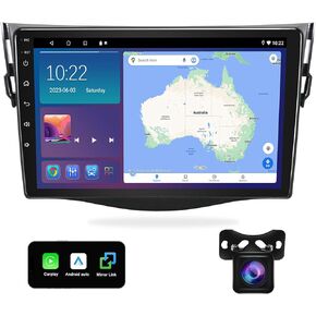 [4+64G] Car Radio for Toyota RAV4 2007-2011 Carplay Android Auto, 9 Inch Touch Screen Car Stereo with AHD Backup Camera, in-Dash Navigation Head Unit with Bluetooth Mirror Link WiFi FM Radio