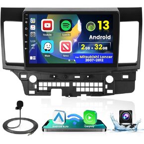 2+32G Android 13 Car Stereo Radio for Mitsubishi Lancer 2007-2012, 10.1'' HD Touch Screen with Wireless CarPlay Android Auto, AHD Backup Camera, Mirror Link, GPS, WiFi, DSP